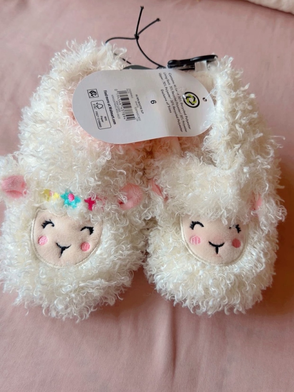 Kids Plush Lamb Slippers - Cream - Unbranded